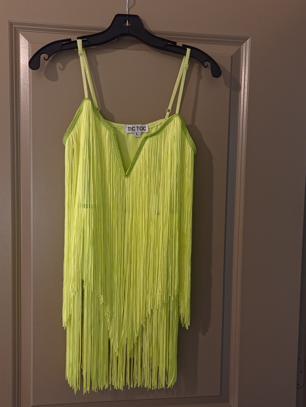 Vibrant Lime Green Carnival Fringe Dress